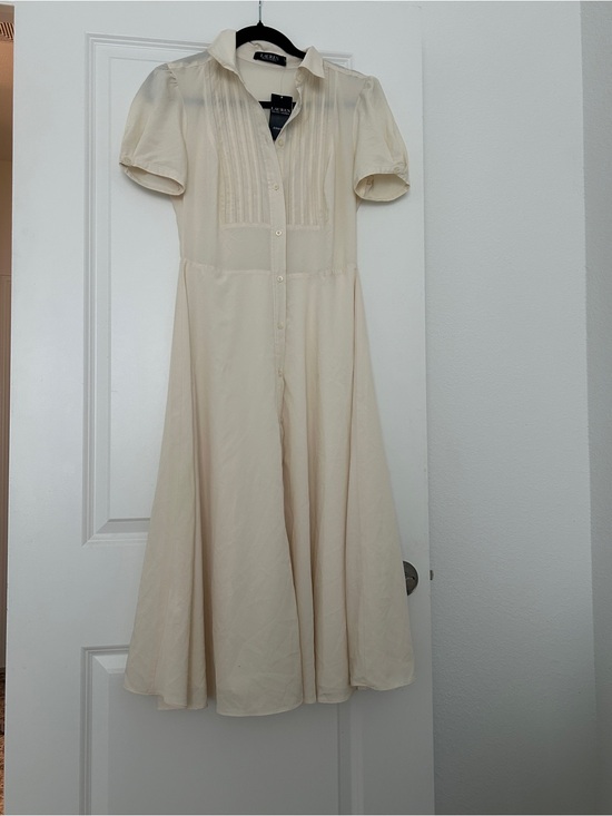 Lauren Ralph Lauren Dresses & Skirts - Lauren Ralph Lauren Cream Pintuck Button-Front Midi Dress